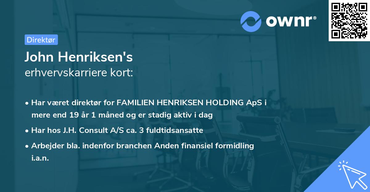 John Henriksen's erhvervskarriere kort