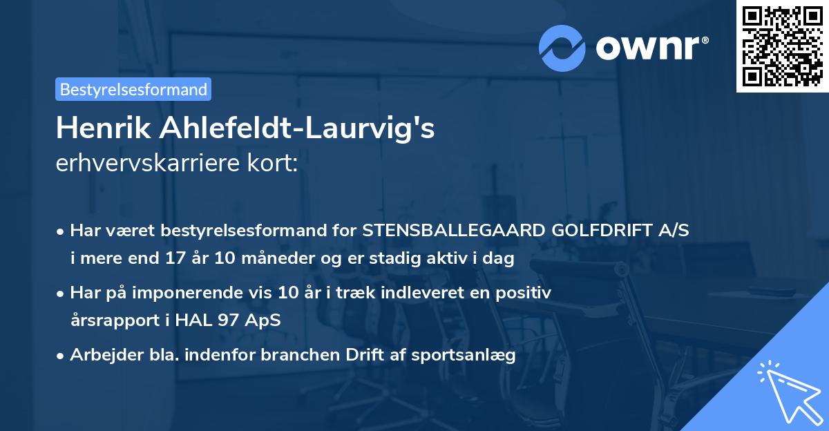 Henrik Ahlefeldt-Laurvig's erhvervskarriere kort