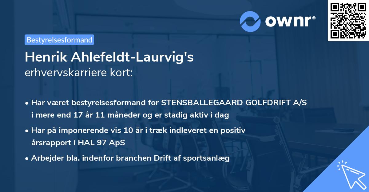 Henrik Ahlefeldt-Laurvig's erhvervskarriere kort