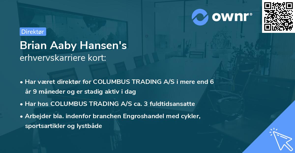 Brian Aaby Hansen's erhvervskarriere kort
