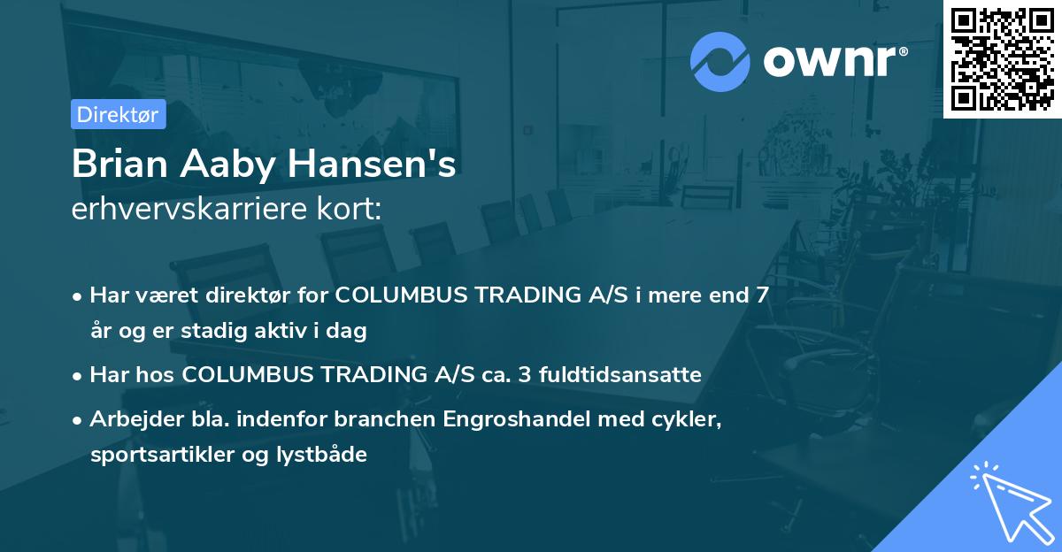 Brian Aaby Hansen's erhvervskarriere kort