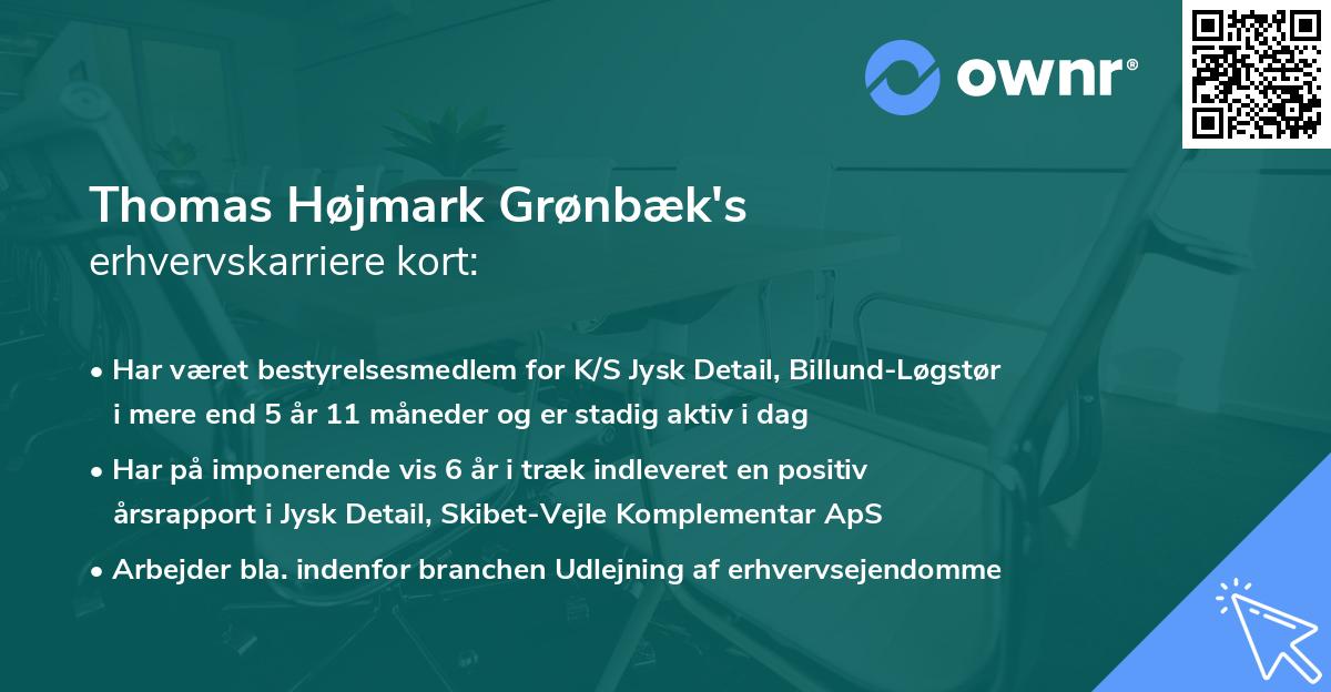 Thomas Højmark Grønbæk's erhvervskarriere kort