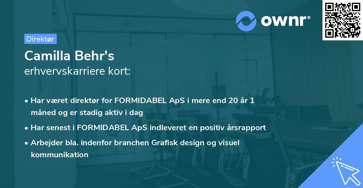 Camilla Behr's erhvervskarriere kort