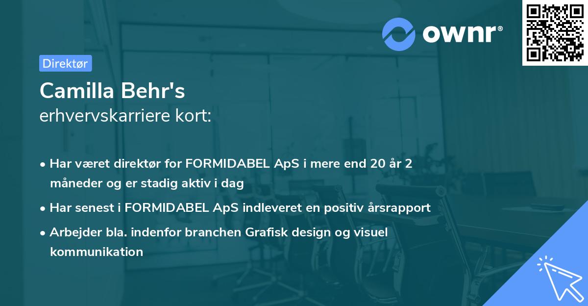 Camilla Behr's erhvervskarriere kort