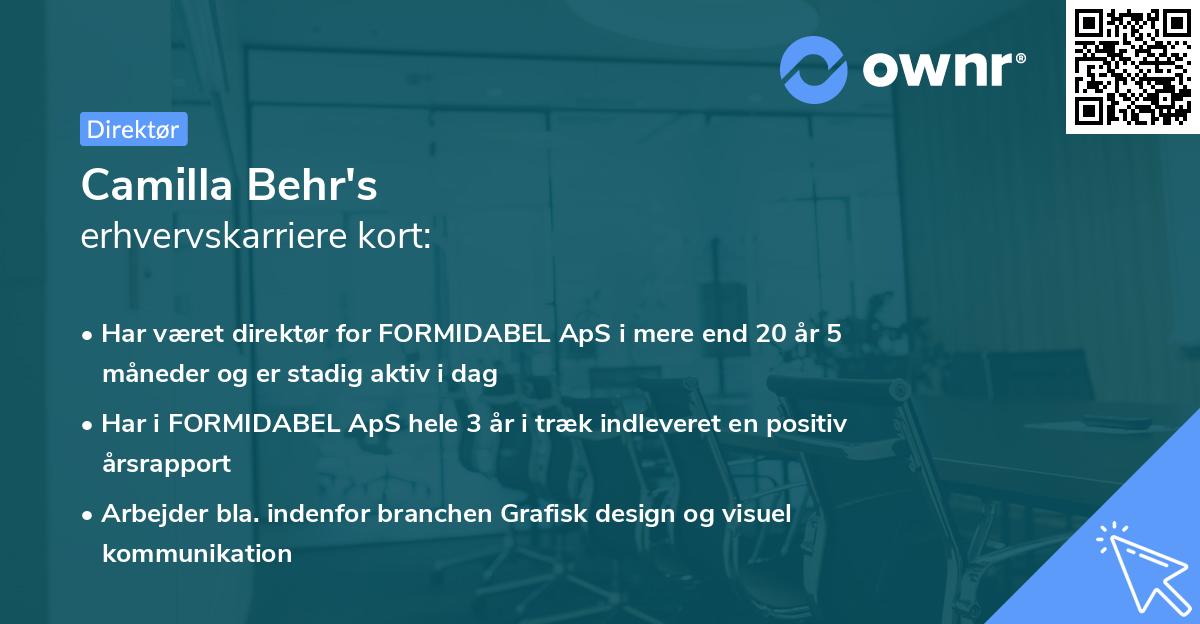 Camilla Behr's erhvervskarriere kort
