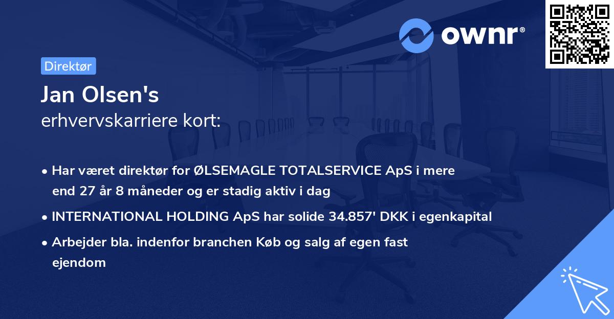 Jan Olsen's erhvervskarriere kort
