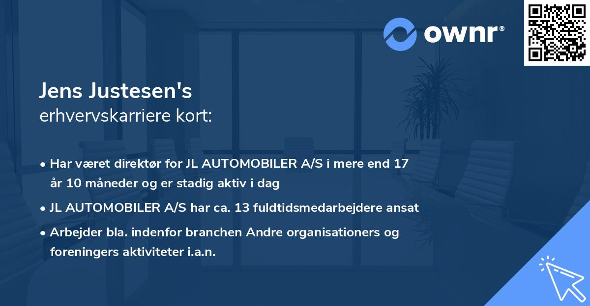Jens Justesen's erhvervskarriere kort