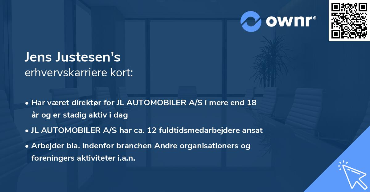 Jens Justesen's erhvervskarriere kort