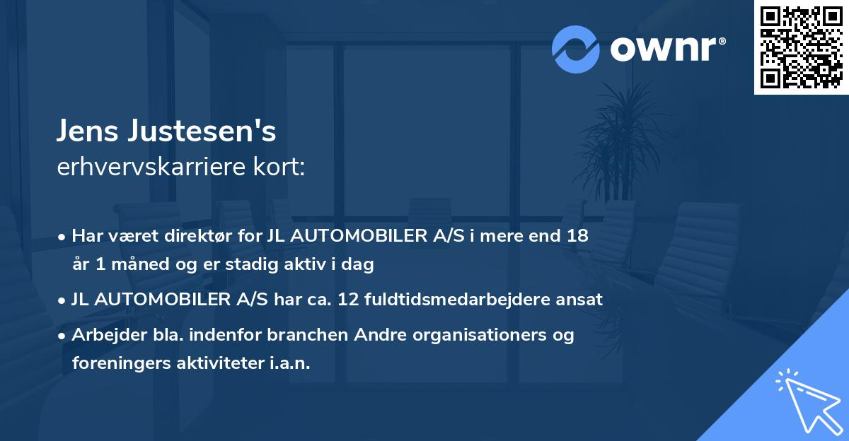 Jens Justesen's erhvervskarriere kort