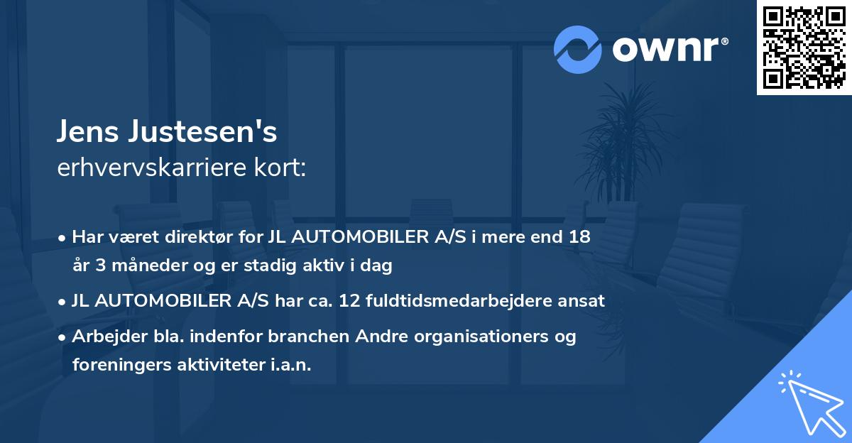 Jens Justesen's erhvervskarriere kort