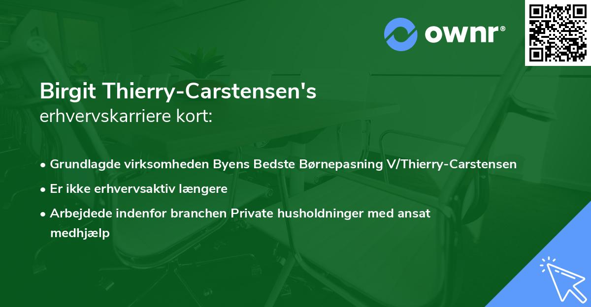 Birgit Thierry-Carstensen's erhvervskarriere kort