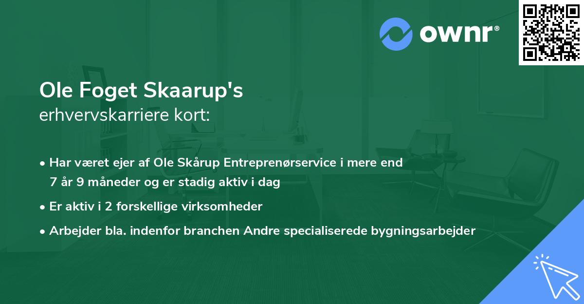Ole Foget Skaarup's erhvervskarriere kort