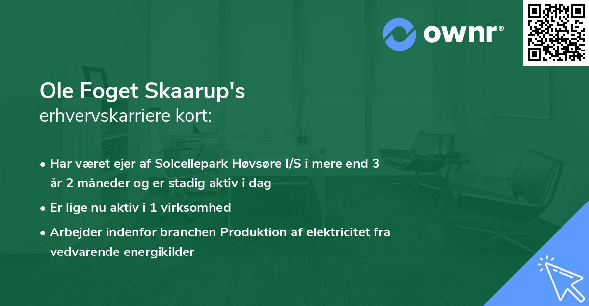 Ole Foget Skaarup's erhvervskarriere kort