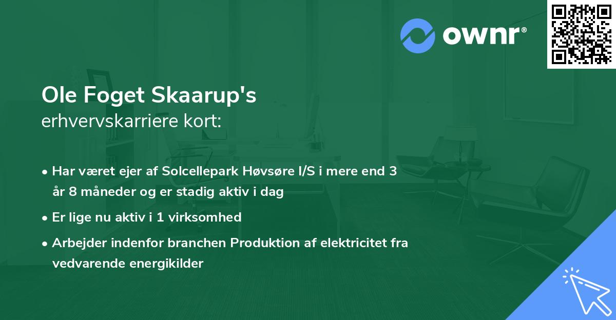 Ole Foget Skaarup's erhvervskarriere kort