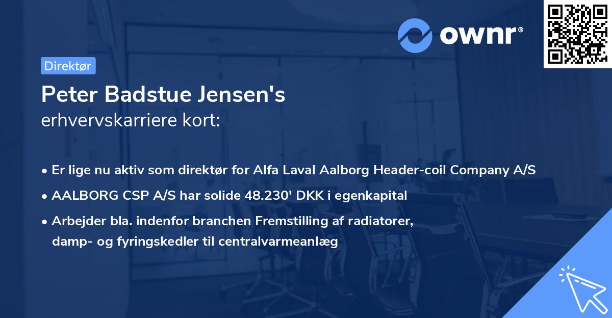 Peter Badstue Jensen's erhvervskarriere kort