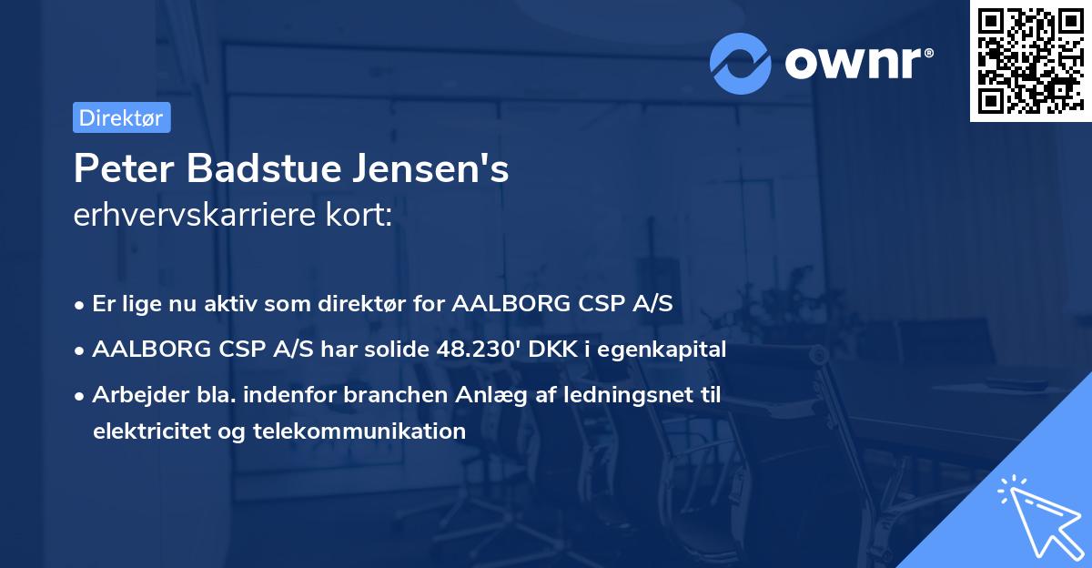 Peter Badstue Jensen's erhvervskarriere kort