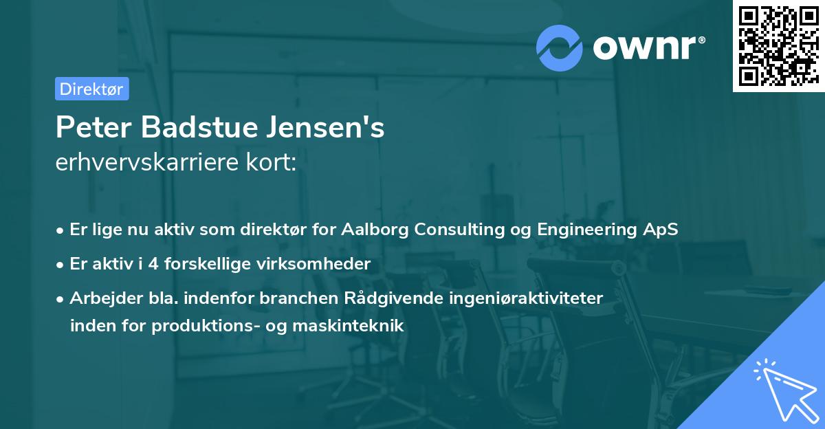 Peter Badstue Jensen's erhvervskarriere kort
