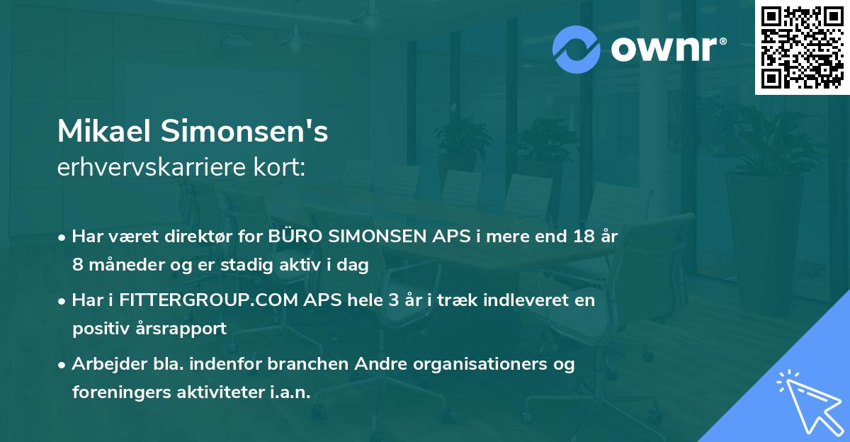 Mikael Simonsen's erhvervskarriere kort