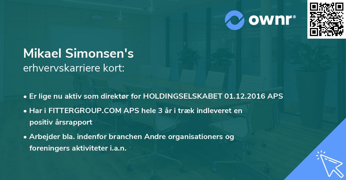 Mikael Simonsen's erhvervskarriere kort