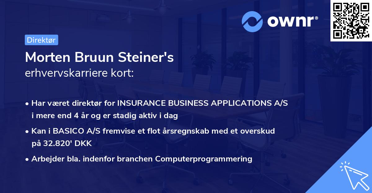 Morten Bruun Steiner's erhvervskarriere kort