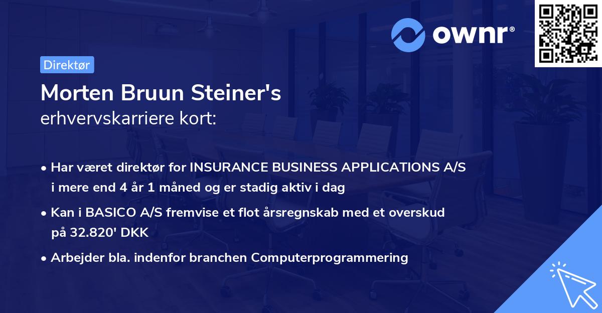 Morten Bruun Steiner's erhvervskarriere kort
