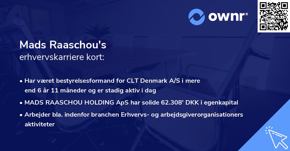 Mads Raaschou's erhvervskarriere kort