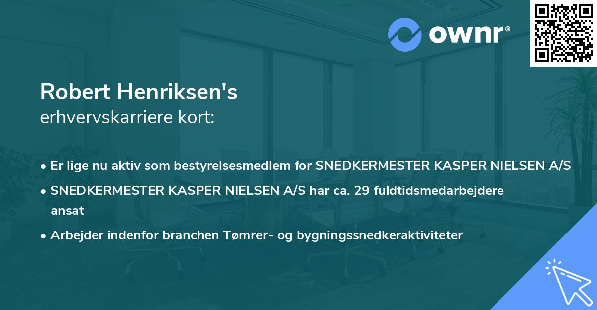Robert Henriksen's erhvervskarriere kort