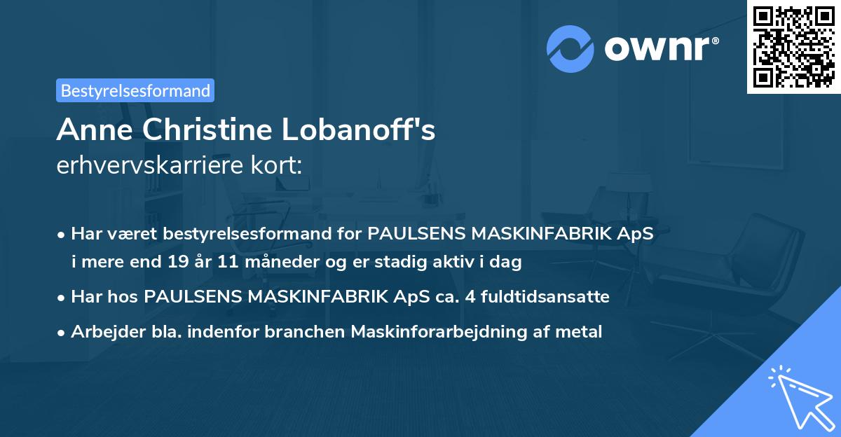 Anne Christine Lobanoff's erhvervskarriere kort