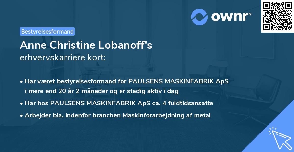 Anne Christine Lobanoff's erhvervskarriere kort