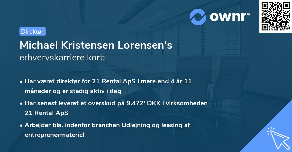 Michael Kristensen Lorensen's erhvervskarriere kort