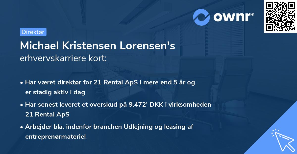 Michael Kristensen Lorensen's erhvervskarriere kort