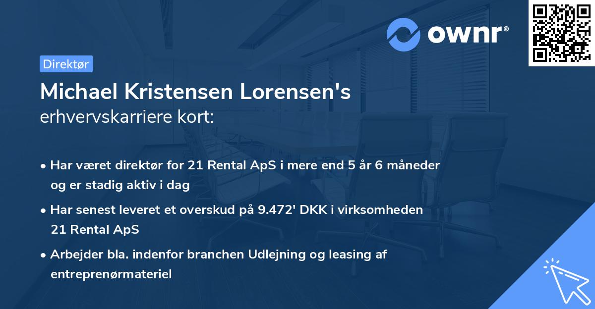 Michael Kristensen Lorensen's erhvervskarriere kort