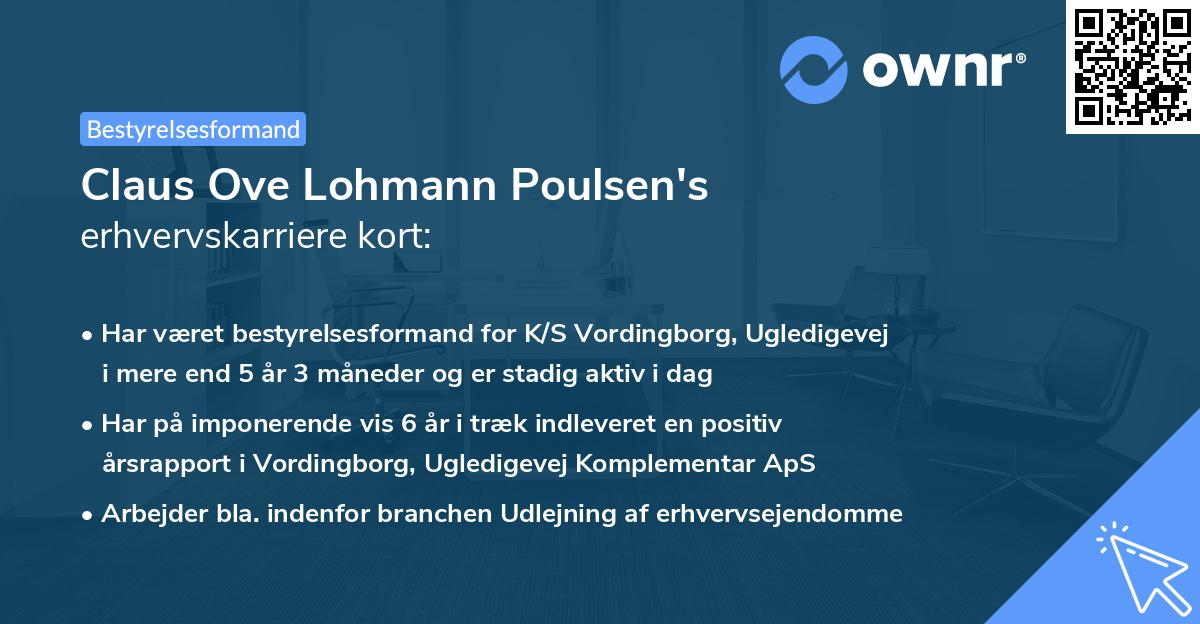 Claus Ove Lohmann Poulsen's erhvervskarriere kort