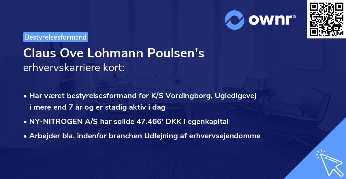 Claus Ove Lohmann Poulsen's erhvervskarriere kort