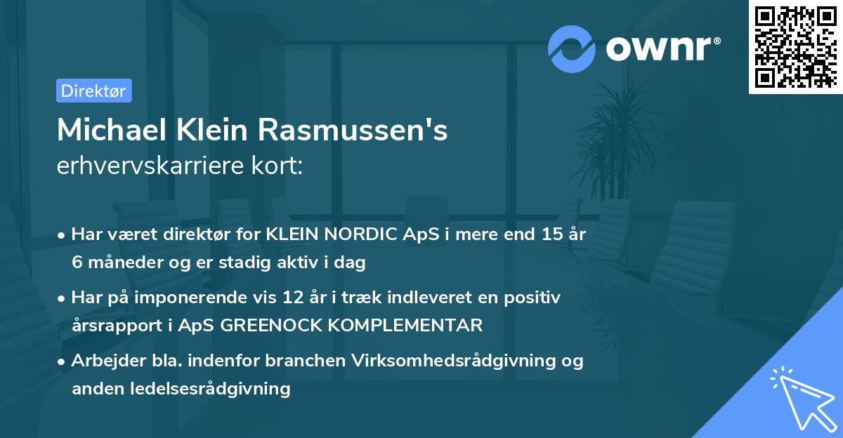 Michael Klein Rasmussen's erhvervskarriere kort