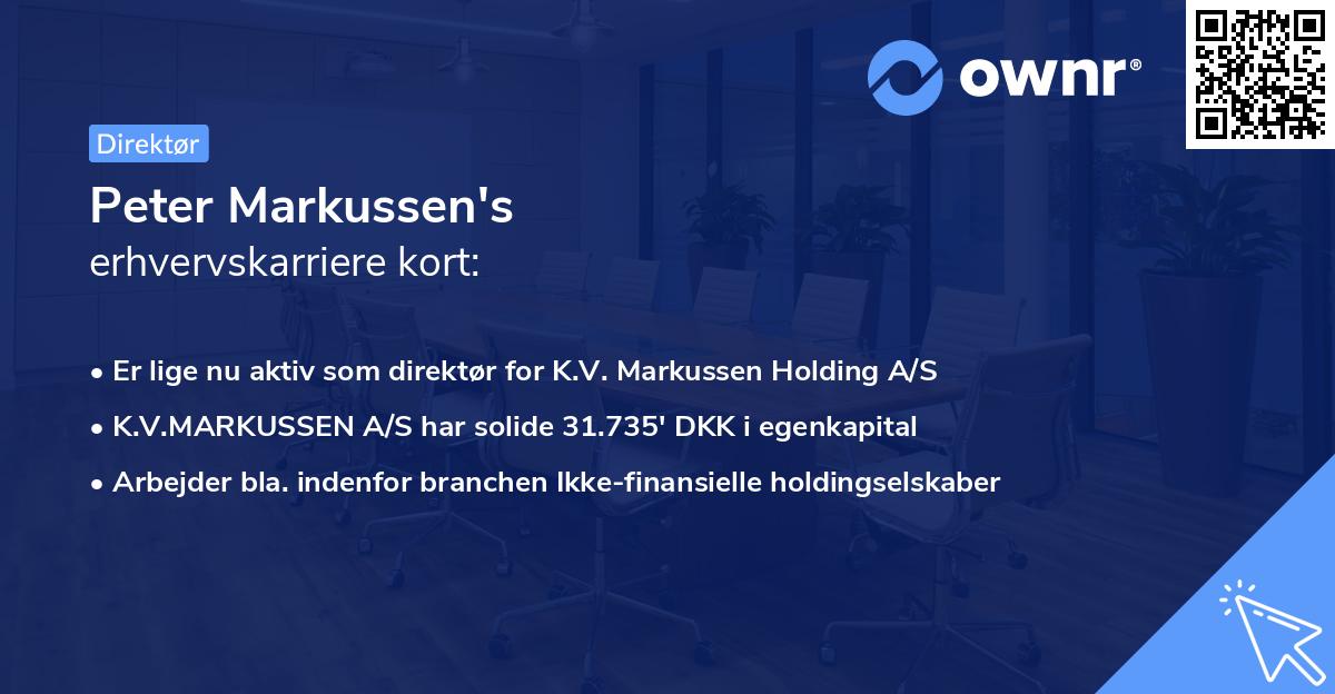 Peter Markussen's erhvervskarriere kort