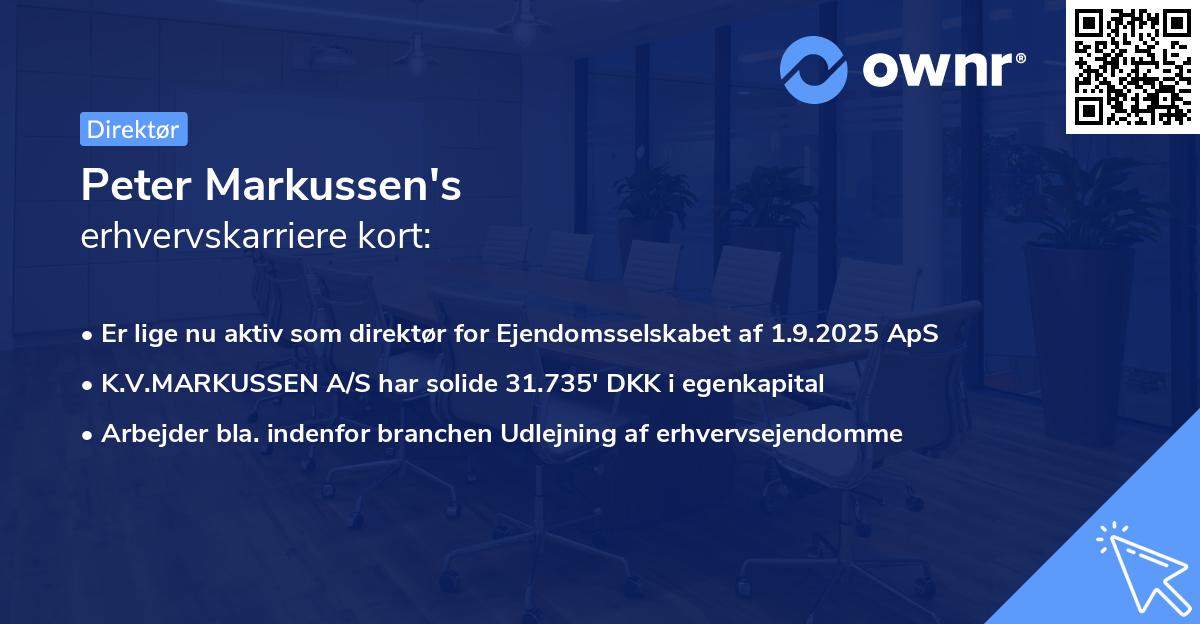 Peter Markussen's erhvervskarriere kort
