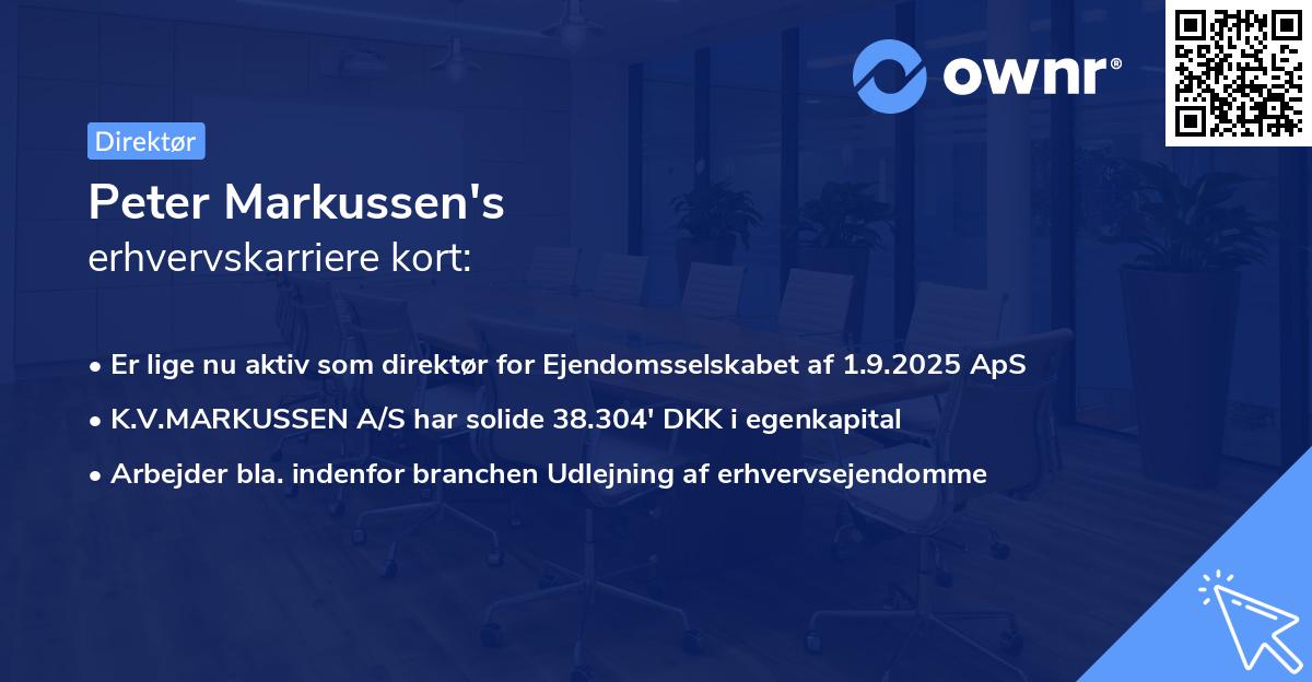 Peter Markussen's erhvervskarriere kort