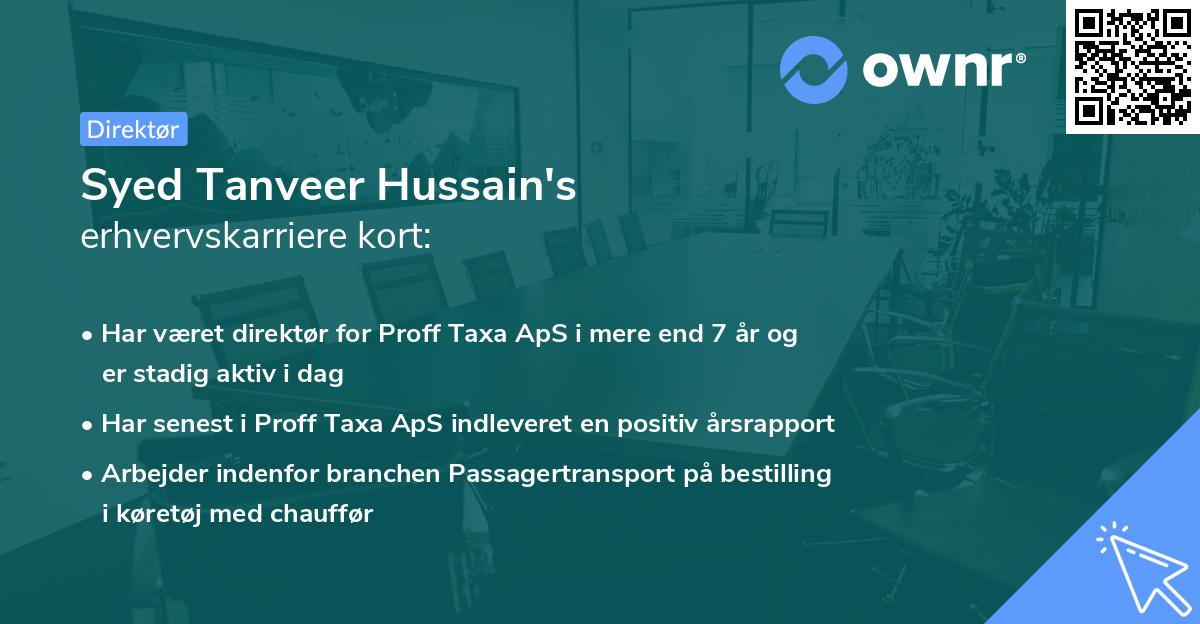 Syed Tanveer Hussain's erhvervskarriere kort