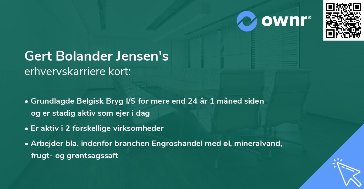 Gert Bolander Jensen's erhvervskarriere kort