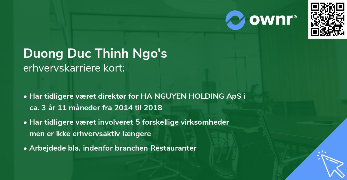 Duong Duc Thinh Ngo's erhvervskarriere kort