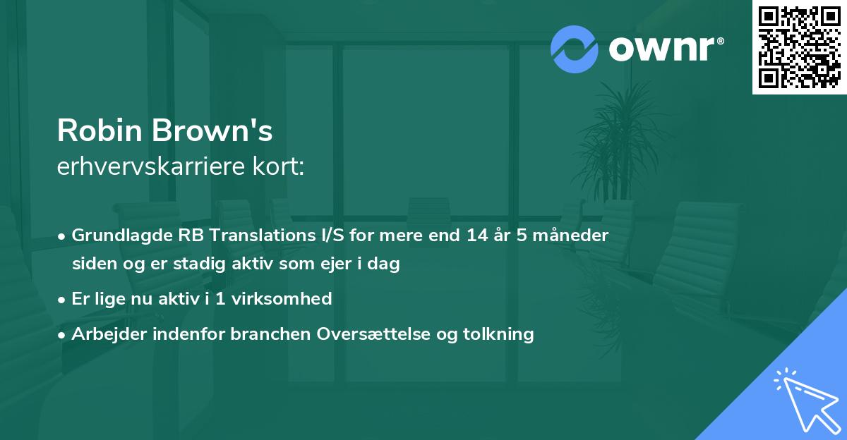 Robin Brown's erhvervskarriere kort
