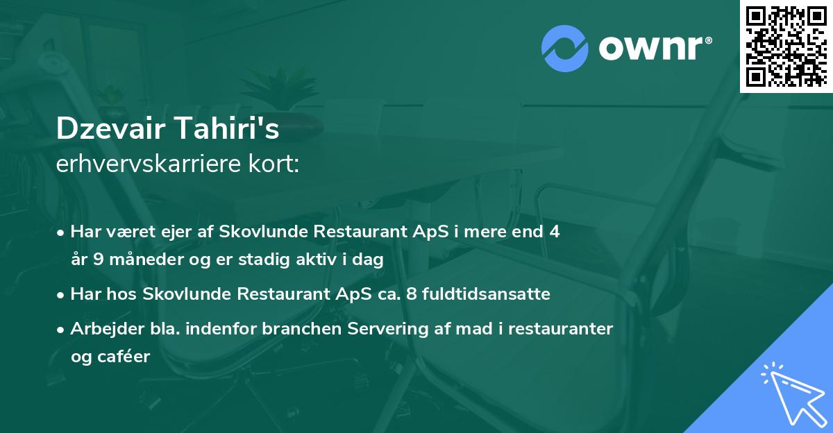 Dzevair Tahiri's erhvervskarriere kort