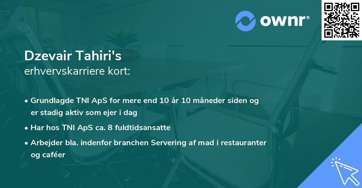 Dzevair Tahiri's erhvervskarriere kort