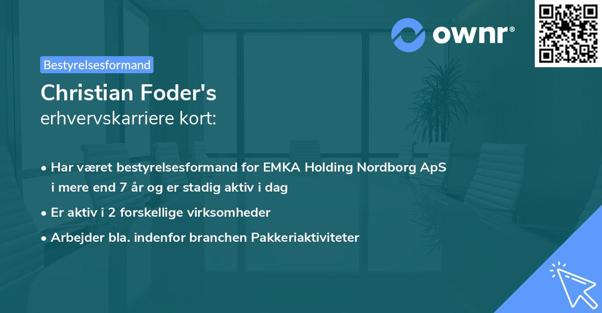Christian Foder's erhvervskarriere kort