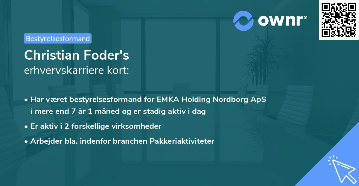 Christian Foder's erhvervskarriere kort