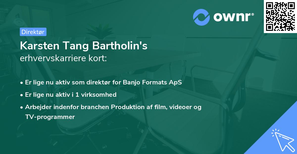 Karsten Tang Bartholin's erhvervskarriere kort