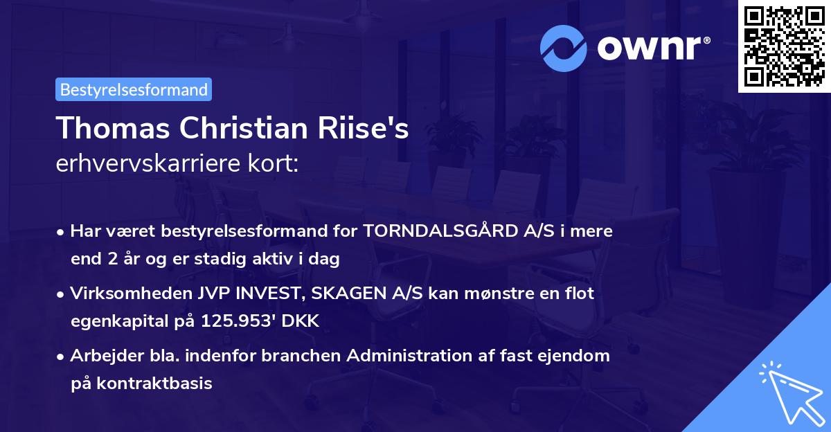Thomas Christian Riise's erhvervskarriere kort