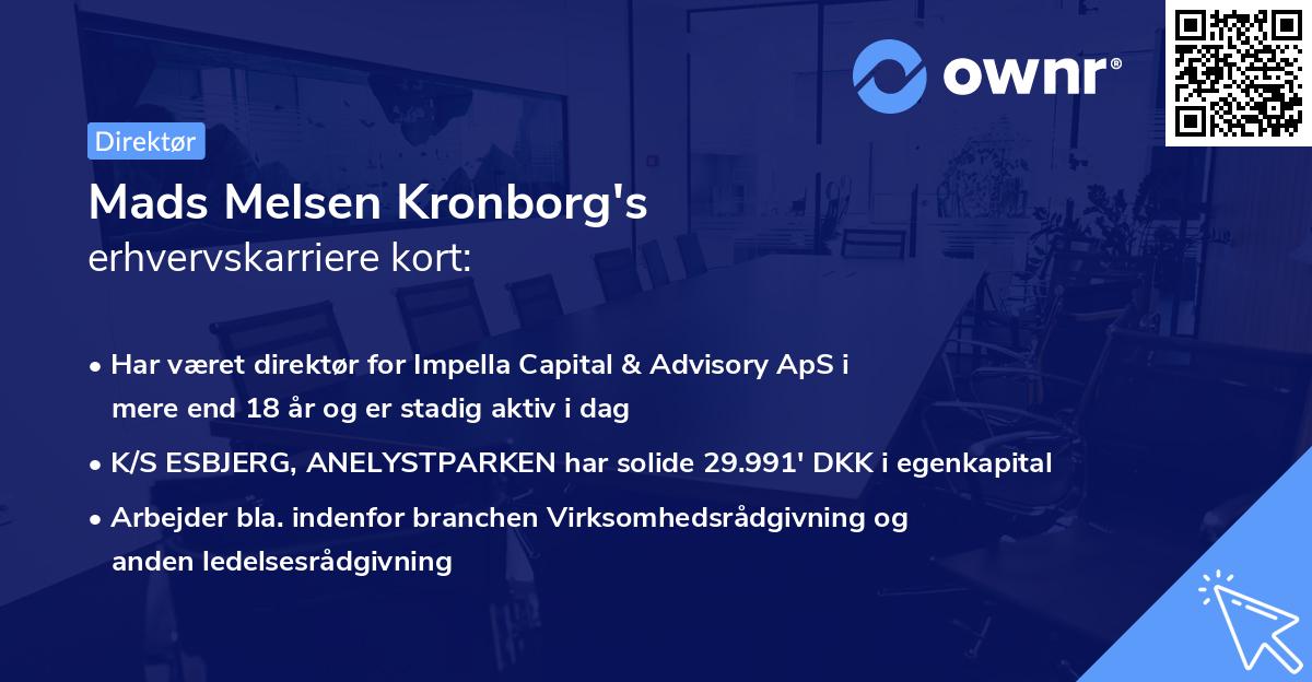 Mads Melsen Kronborg's erhvervskarriere kort