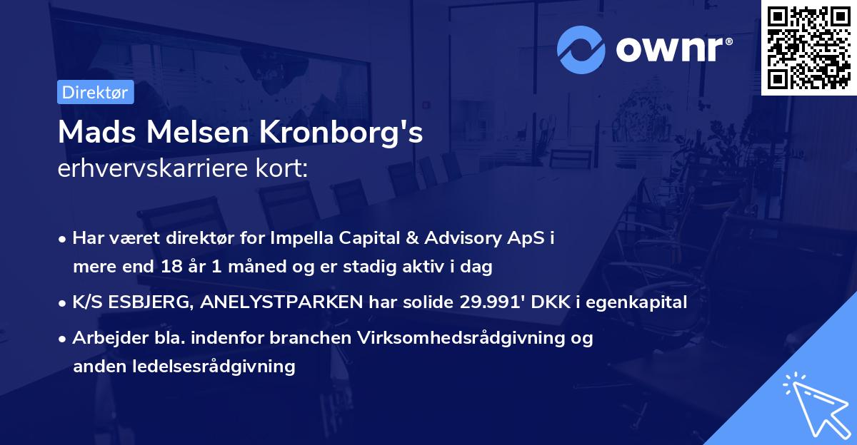 Mads Melsen Kronborg's erhvervskarriere kort